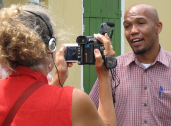 (Contributed photo) Filmmaker, Andrea Leland, on location in St. Vincent with Colin Sam
